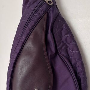Mosey Purple Crossbody Sling Bag, leather details
